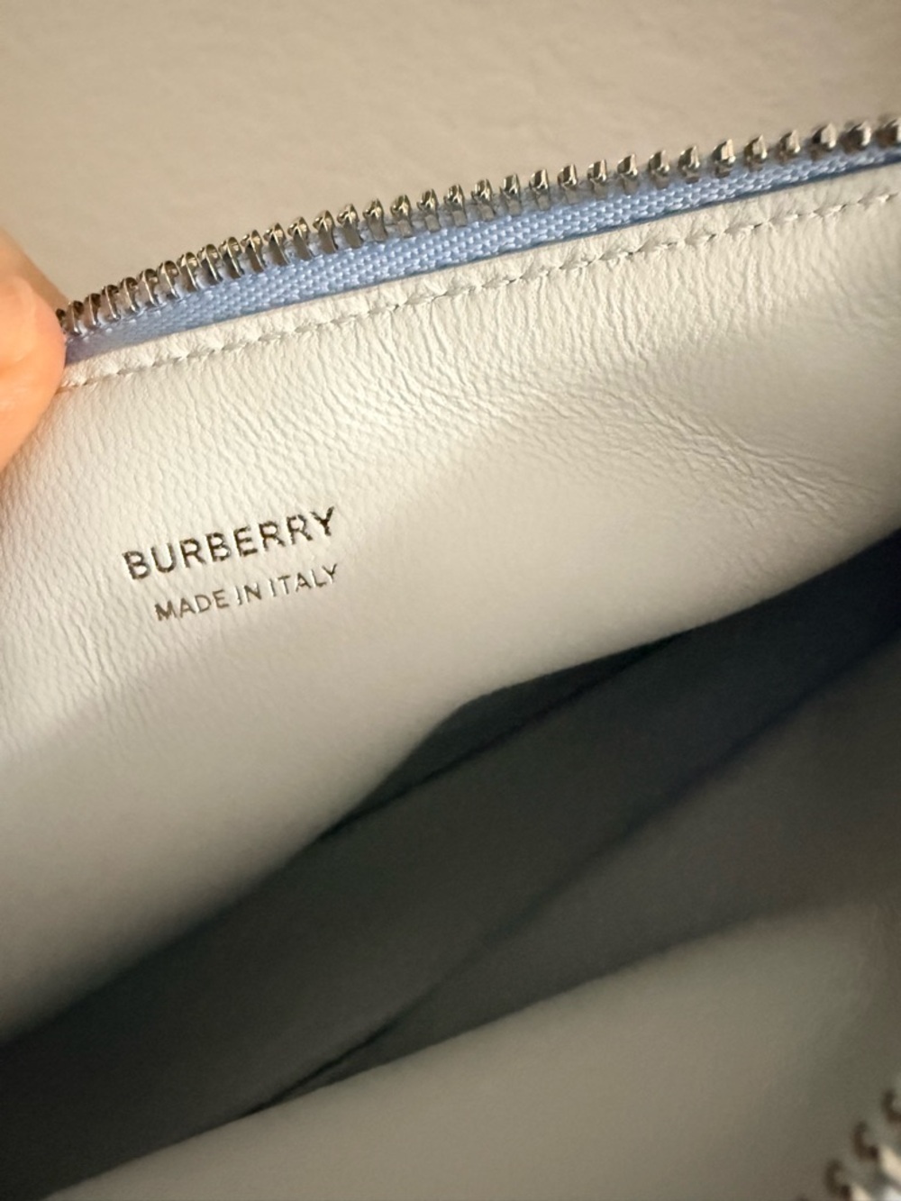 Burberry Pale Blue Leather Ring-Handle Wristlet - Picture 8 of 8
